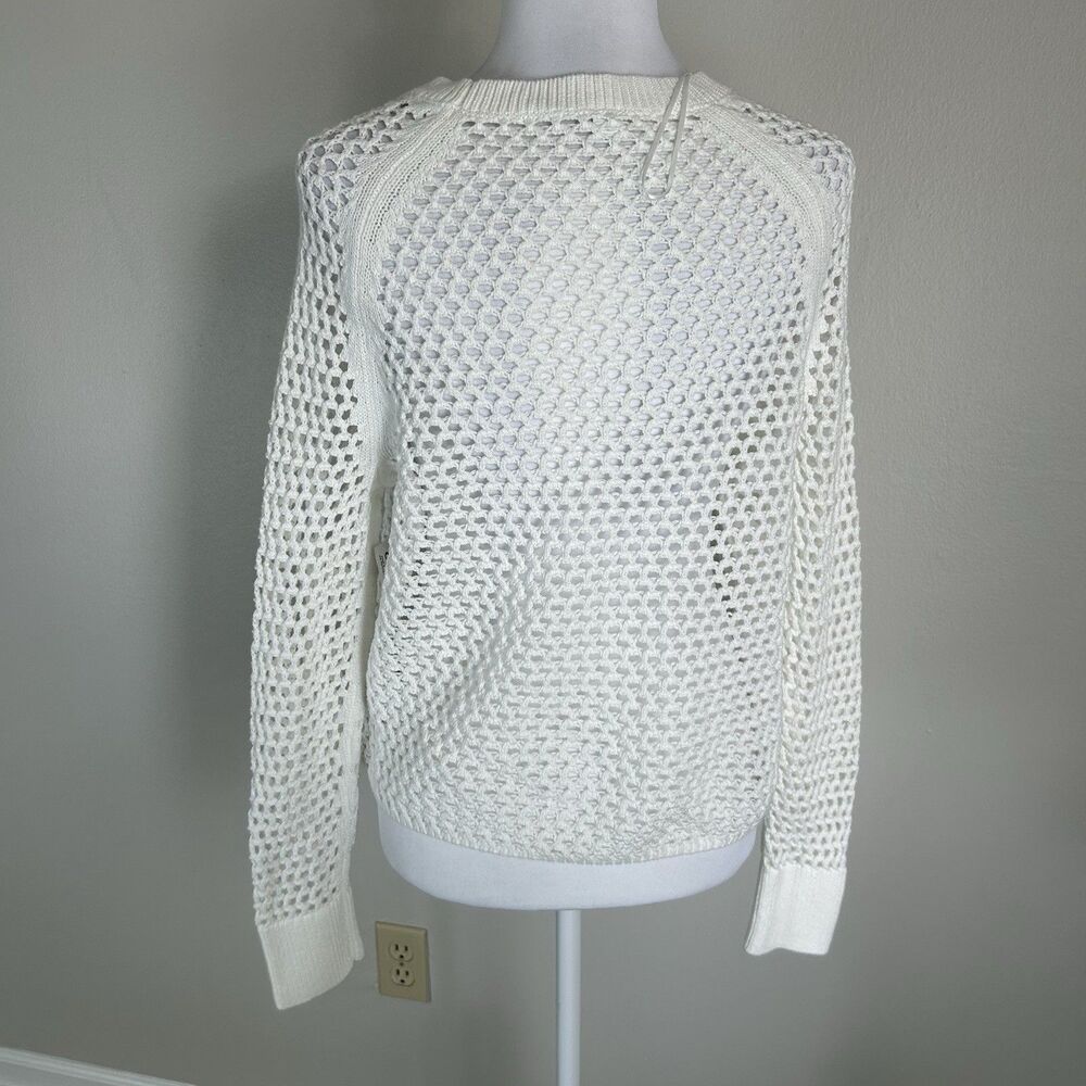NWT Old Navy Seaside Cotton Open-Knit Raglan Sweater Small Crochet Mesh Fishnet - Picture 4 of 5